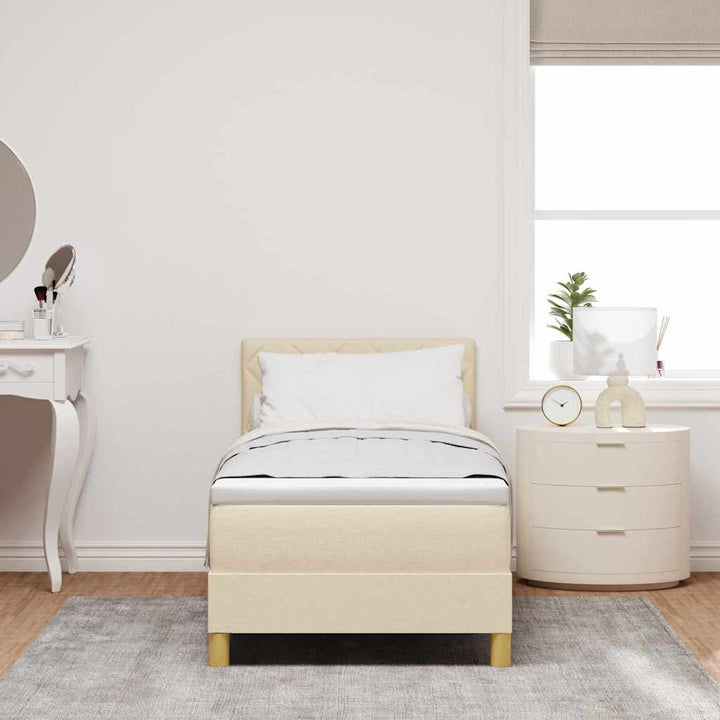Box spring seng med pude med hovedgærde Creme 80 x 200 cm Stof