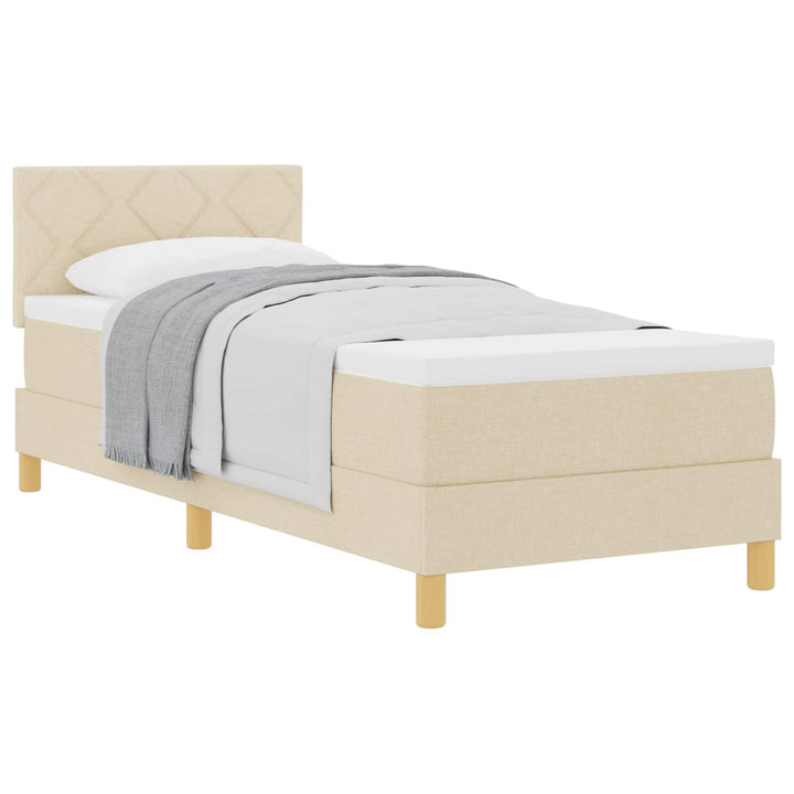 Box spring seng med pude med hovedgærde Creme 80 x 200 cm Stof
