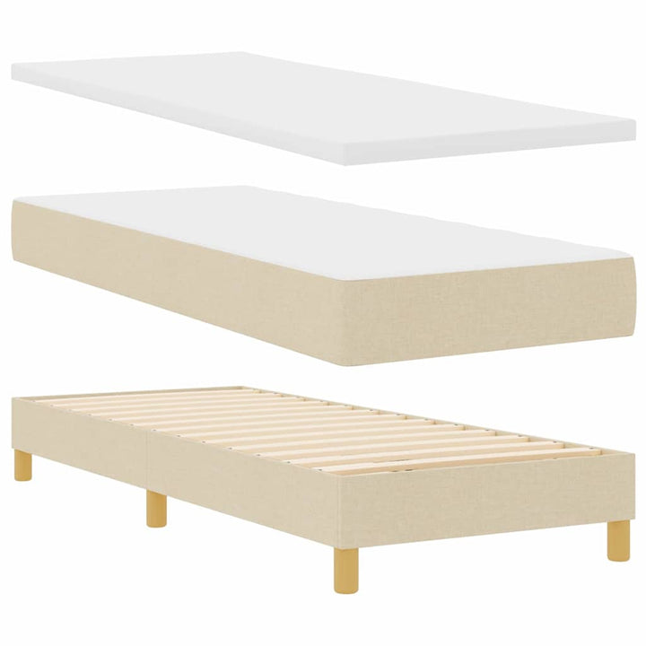 Box spring seng med pude med hovedgærde Creme 80 x 200 cm Stof