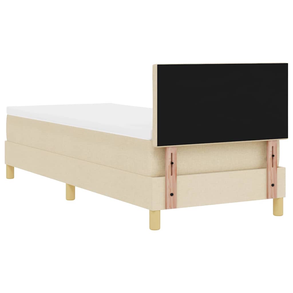 Box spring seng med pude med hovedgærde Creme 80 x 200 cm Stof