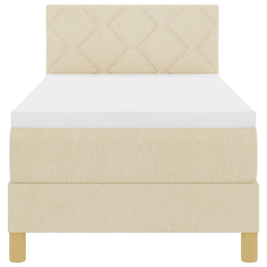 Box spring seng med pude med hovedgærde Creme 80 x 200 cm Stof