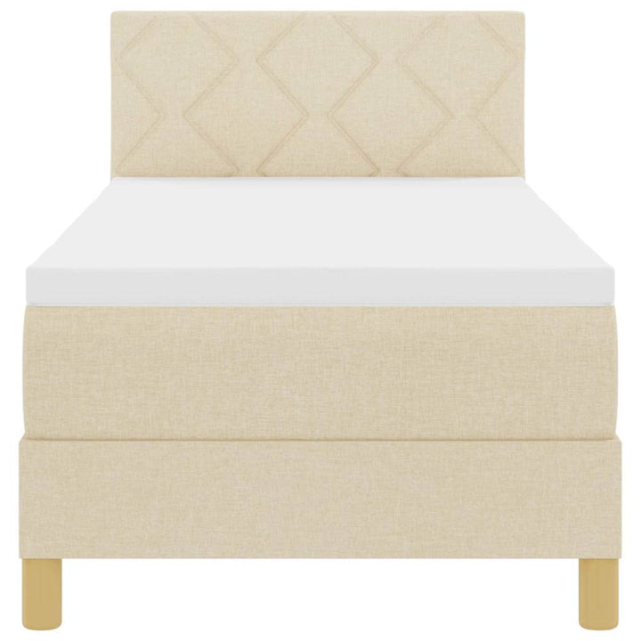 Box spring seng med pude med hovedgærde Creme 80 x 200 cm Stof