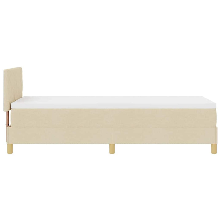 Box spring seng med pude med hovedgærde Creme 80 x 200 cm Stof