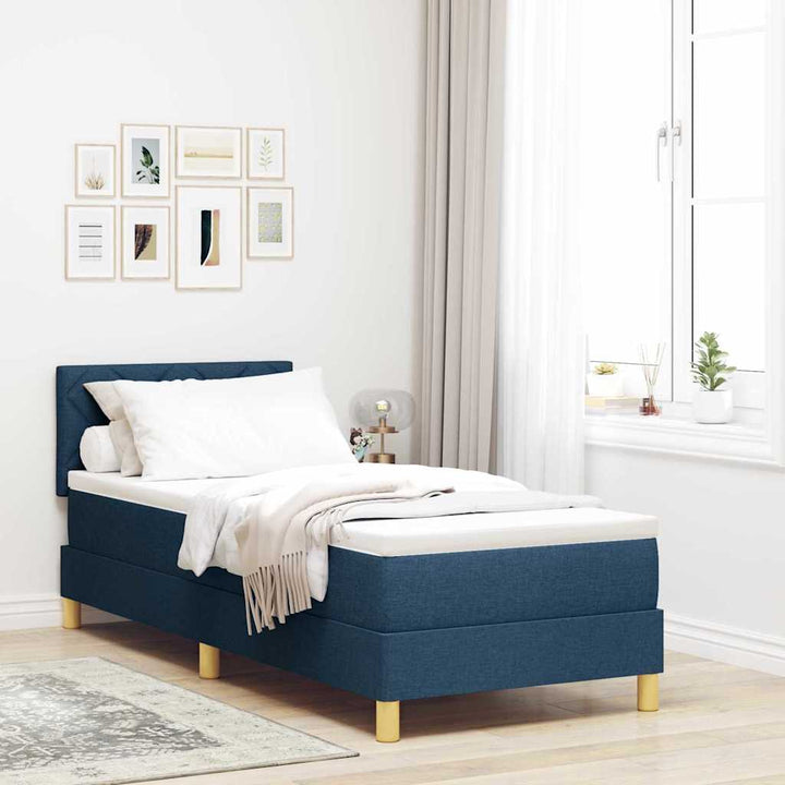 Box spring seng med pude med hovedgærde Blå 80 x 200 cm Stof