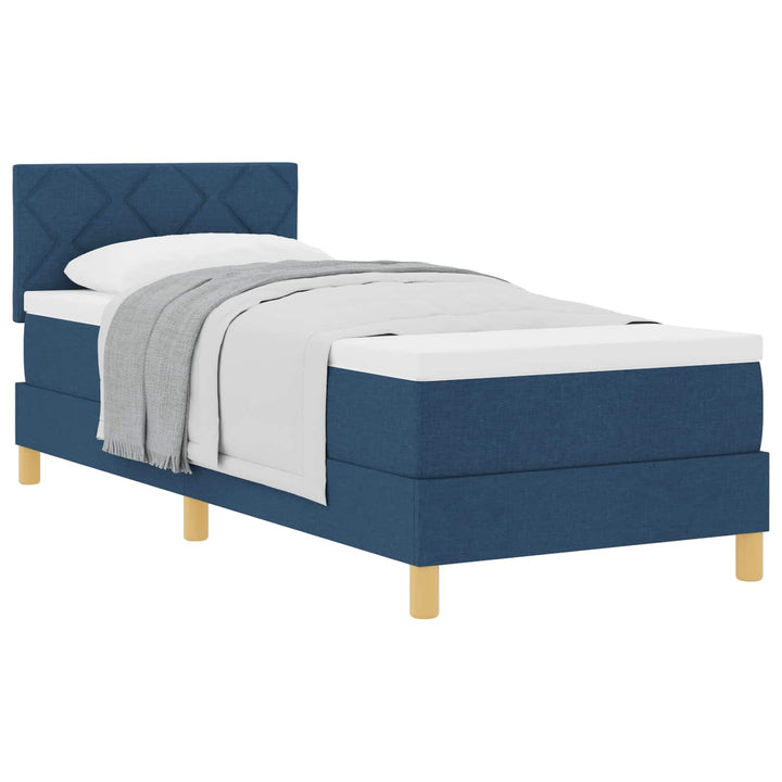 Box spring seng med pude med hovedgærde Blå 80 x 200 cm Stof