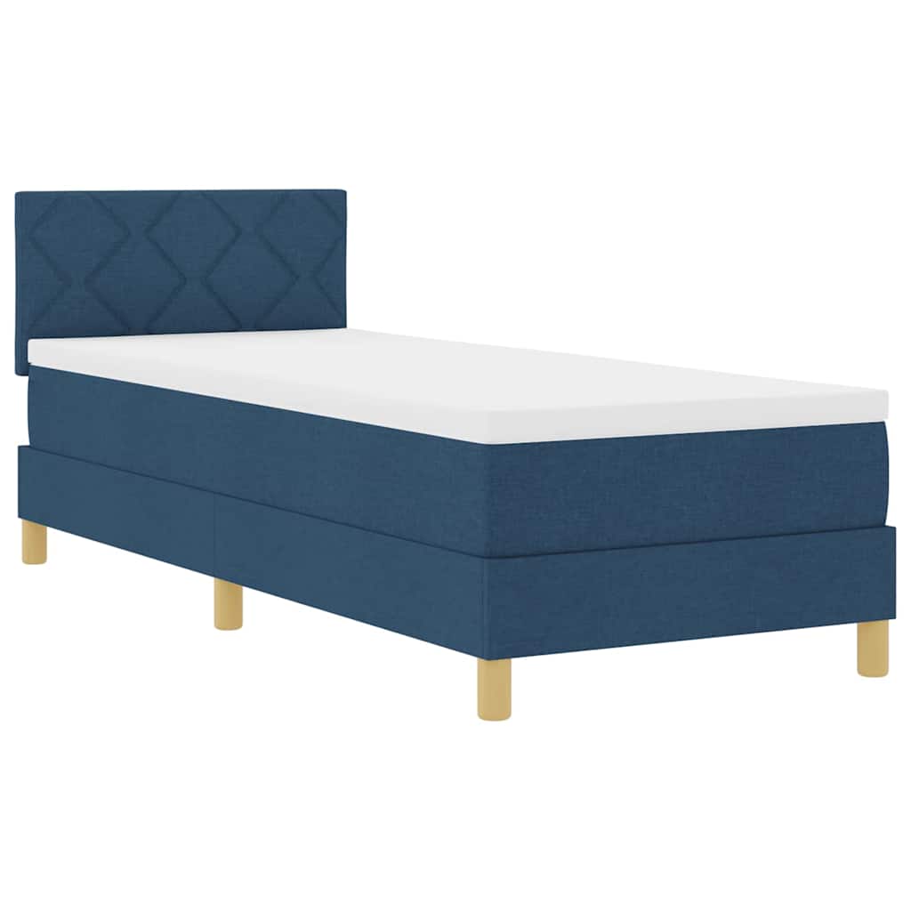 Box spring seng med pude med hovedgærde Blå 80 x 200 cm Stof