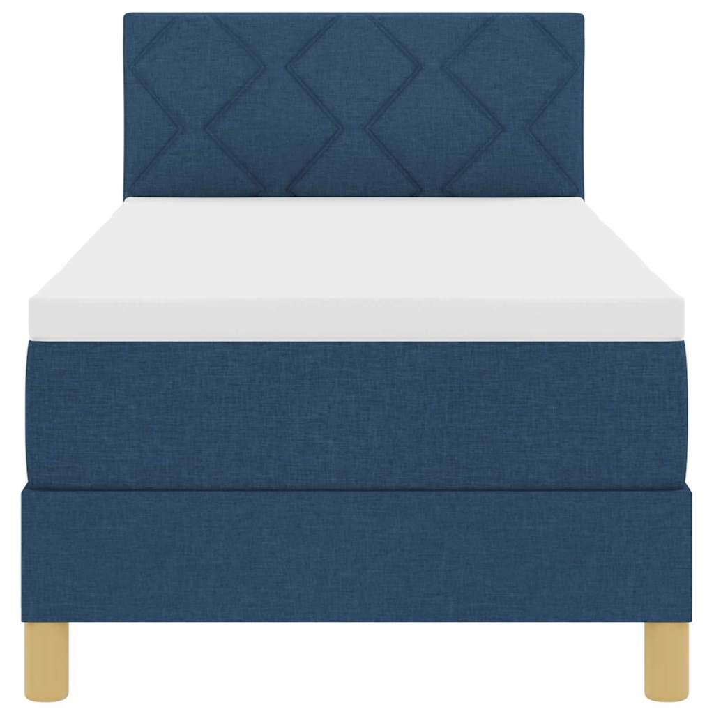 Box spring seng med pude med hovedgærde Blå 80 x 200 cm Stof