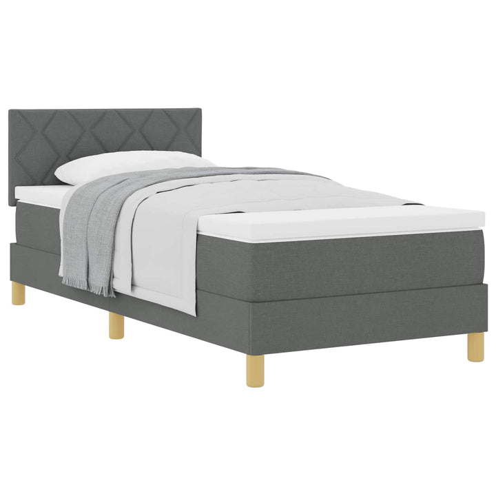Box spring seng med pude Mørkegrå 90 x 190 cm Stof