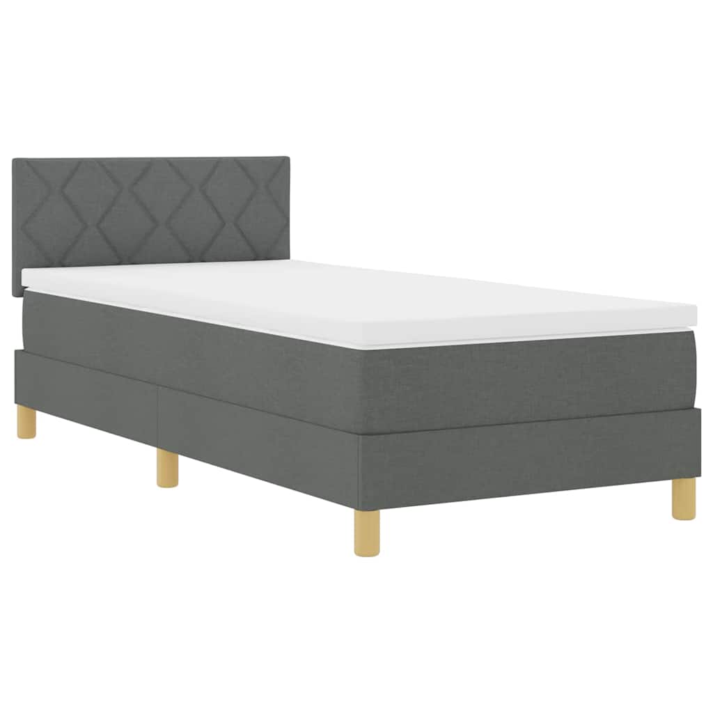 Box spring seng med pude Mørkegrå 90 x 190 cm Stof