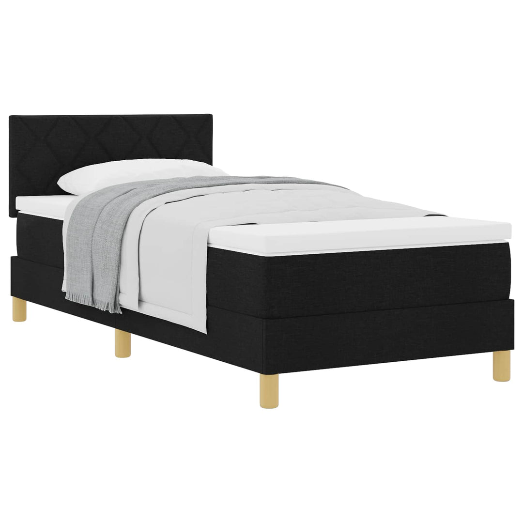 Box spring seng med pude med hovedgærde Sort 90 x 190 cm Stof