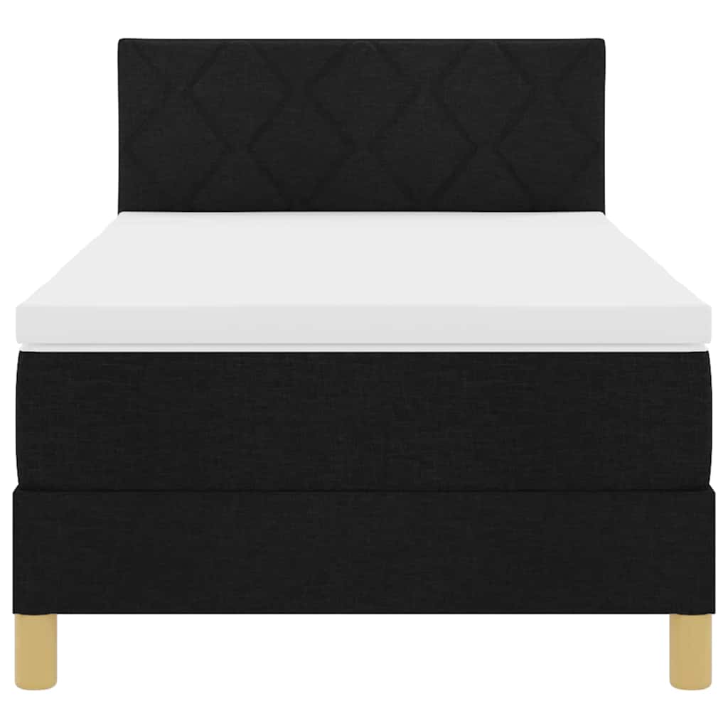 Box spring seng med pude med hovedgærde Sort 90 x 190 cm Stof
