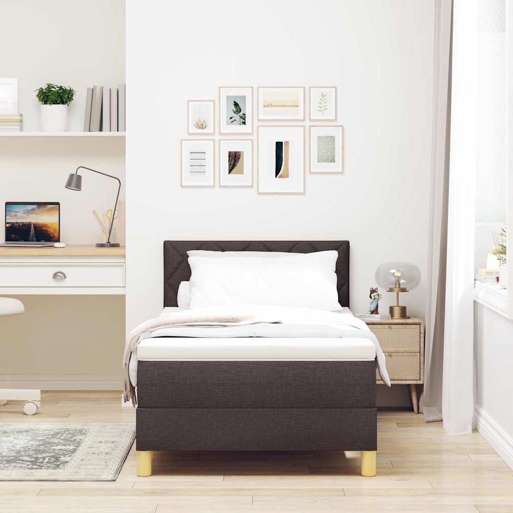 Box spring seng med pude Mørk Brun 90 x 190 cm Stof