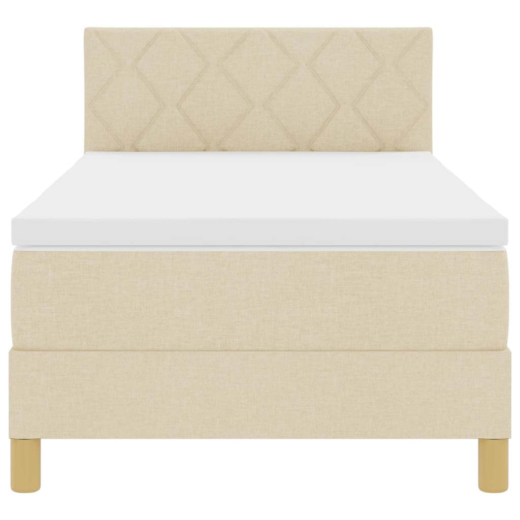 Box spring seng med pude med hovedgærde Creme 90 x 190 cm Stof