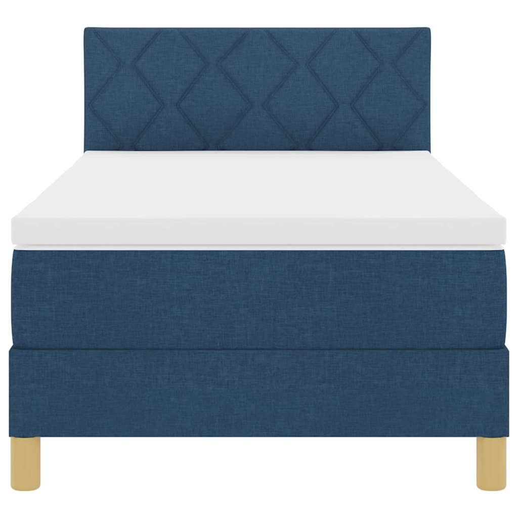 Box spring seng med pude med hovedgærde Blå 90 x 190 cm Stof