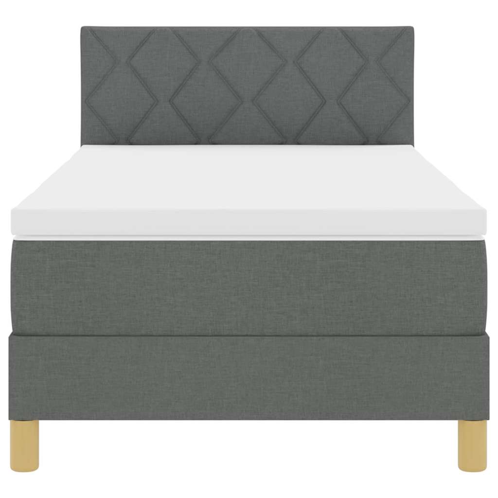 Box spring seng med pude Mørkegrå 90 x 200 cm Stof