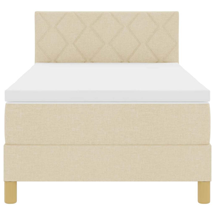 Box spring seng med pude med hovedgærde Creme 90 x 200 cm Stof