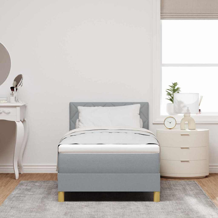 Box spring seng med pude Lysegrå 100 x 200 cm Stof