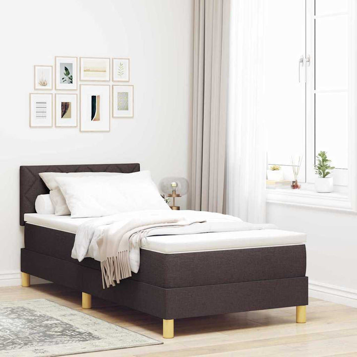 Box spring seng med pude Mørk Brun 100 x 200 cm Stof