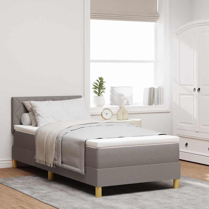 Box spring seng med pude Gråbrun 100 x 200 cm Stof