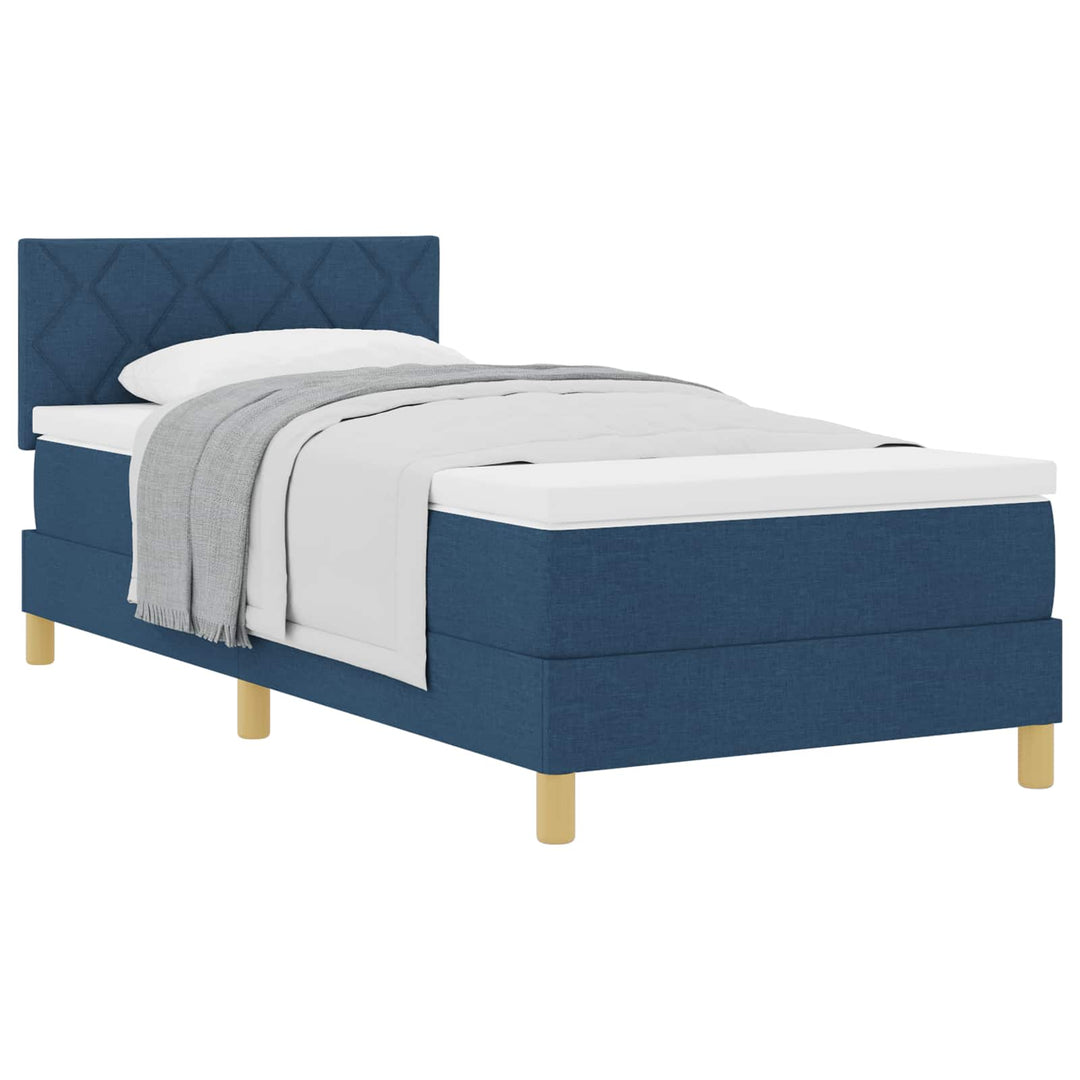 Box spring seng med pude med hovedgærde Blå 100 x 200 cm Stof