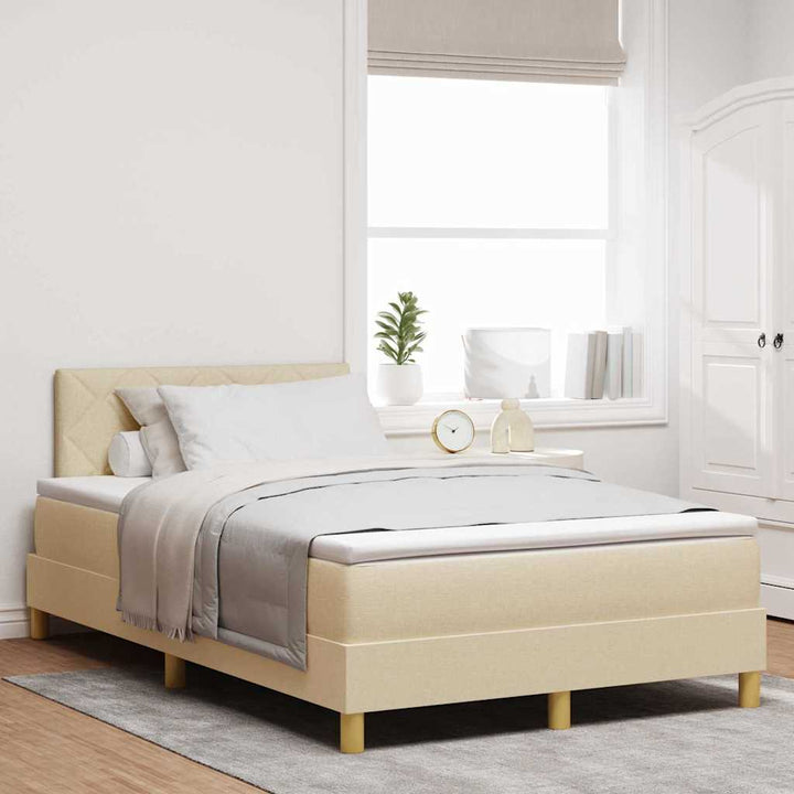 Box spring seng med pude med hovedgærde Creme 120 x 190 cm Stof