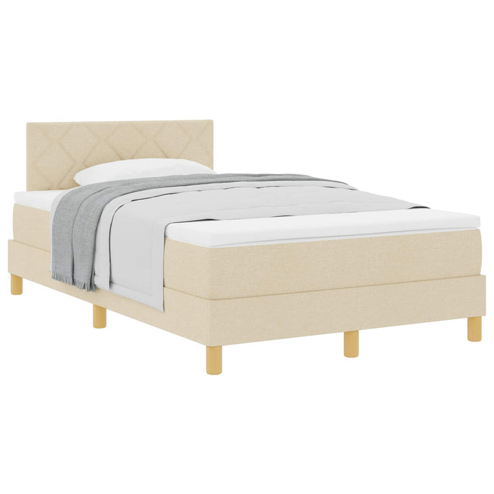 Box spring seng med pude med hovedgærde Creme 120 x 190 cm Stof