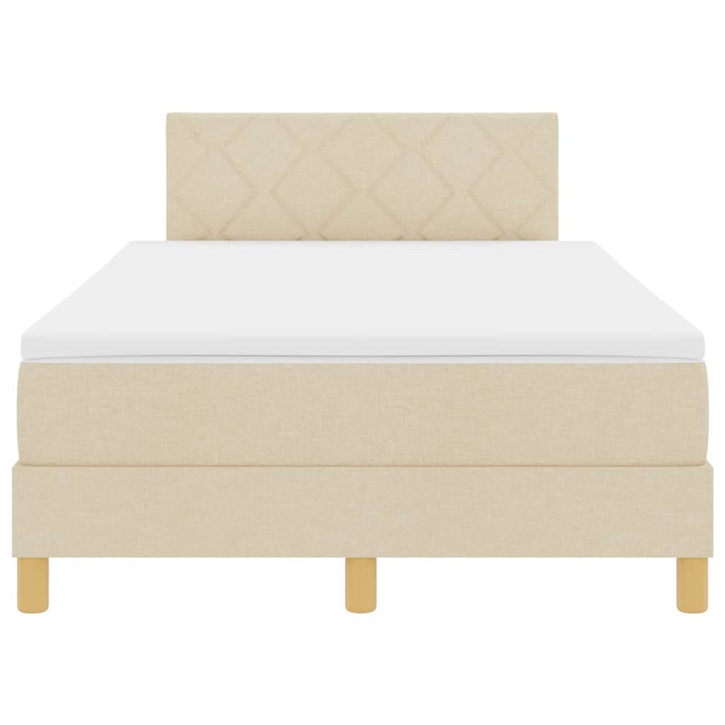 Box spring seng med pude med hovedgærde Creme 120 x 190 cm Stof