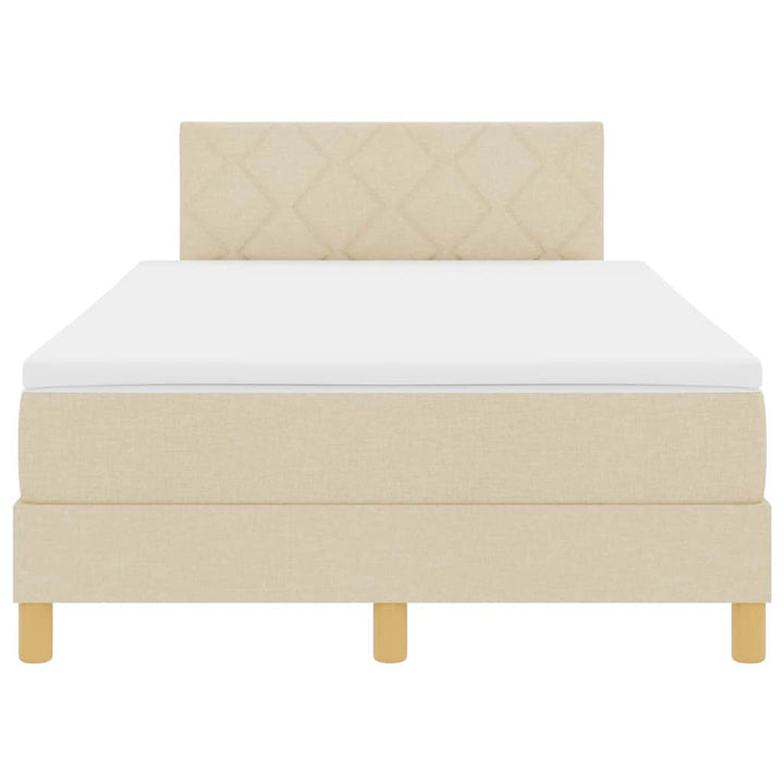 Box spring seng med pude med hovedgærde Creme 120 x 190 cm Stof