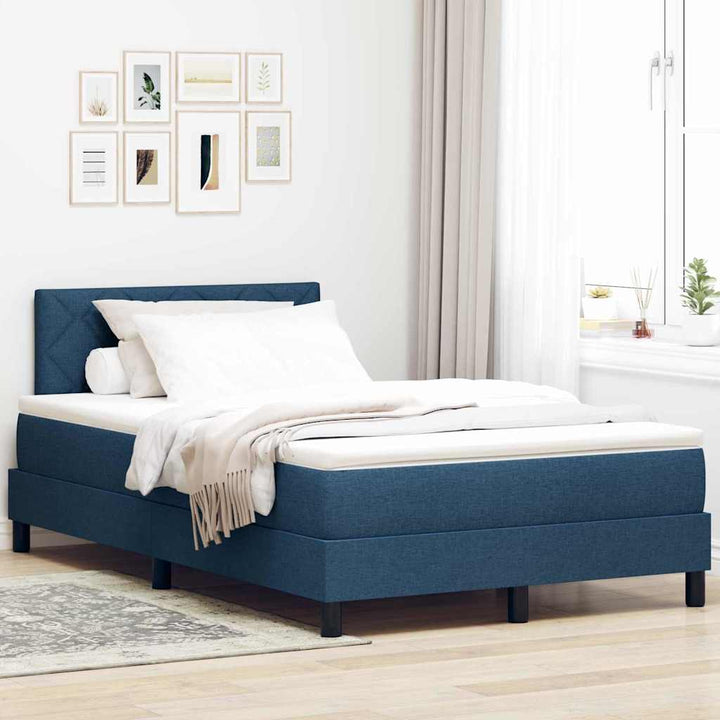 Box spring seng med pude med hovedgærde Blå 120 x 190 cm Stof