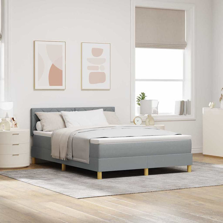 Box spring seng med pude Lysegrå 140 x 190 cm Stof