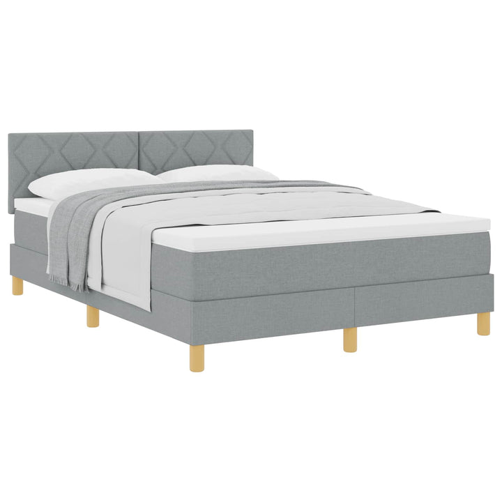 Box spring seng med pude Lysegrå 140 x 190 cm Stof