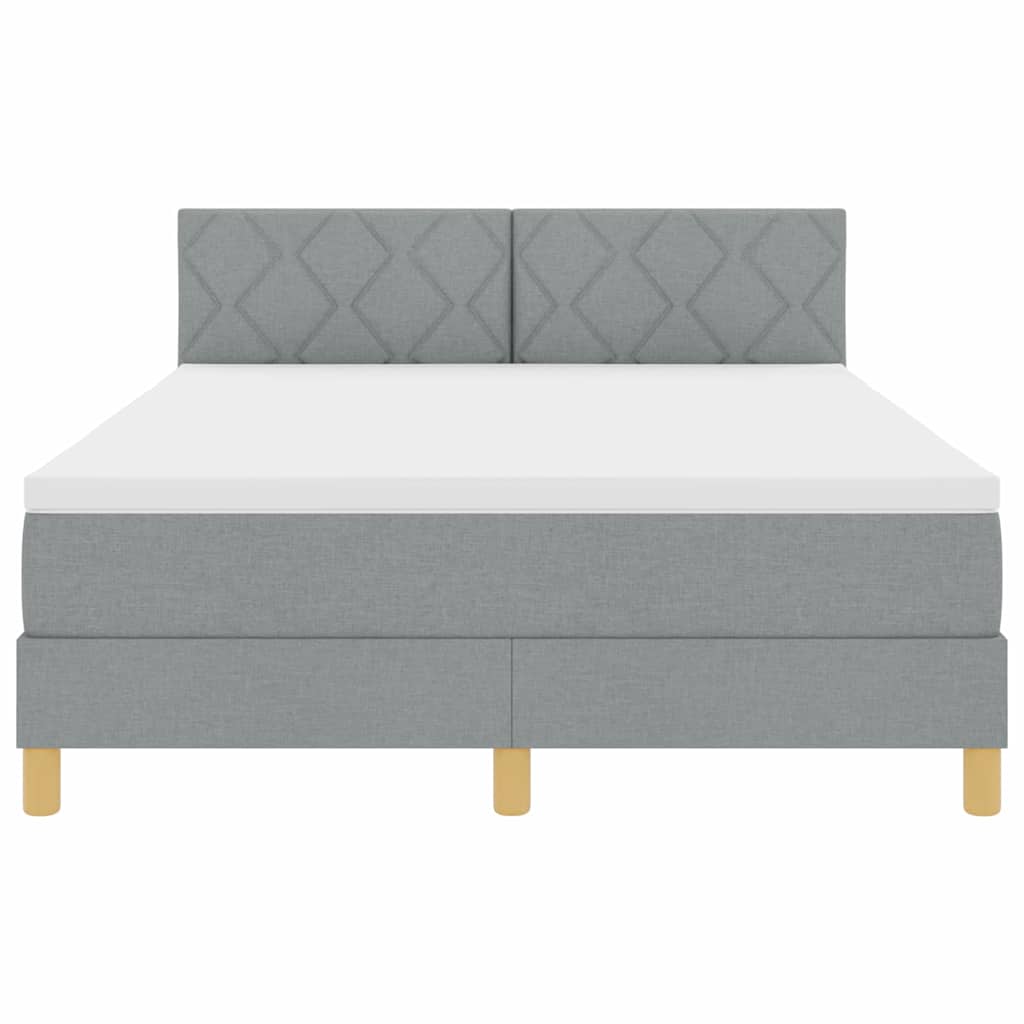 Box spring seng med pude Lysegrå 140 x 190 cm Stof