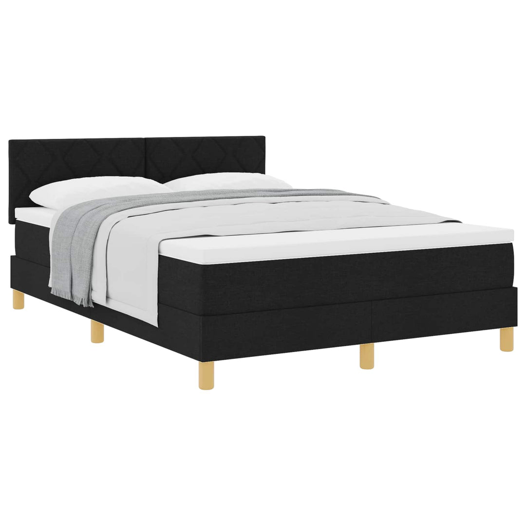 Box spring seng med pude med hovedgærde Sort 140 x 190 cm Stof