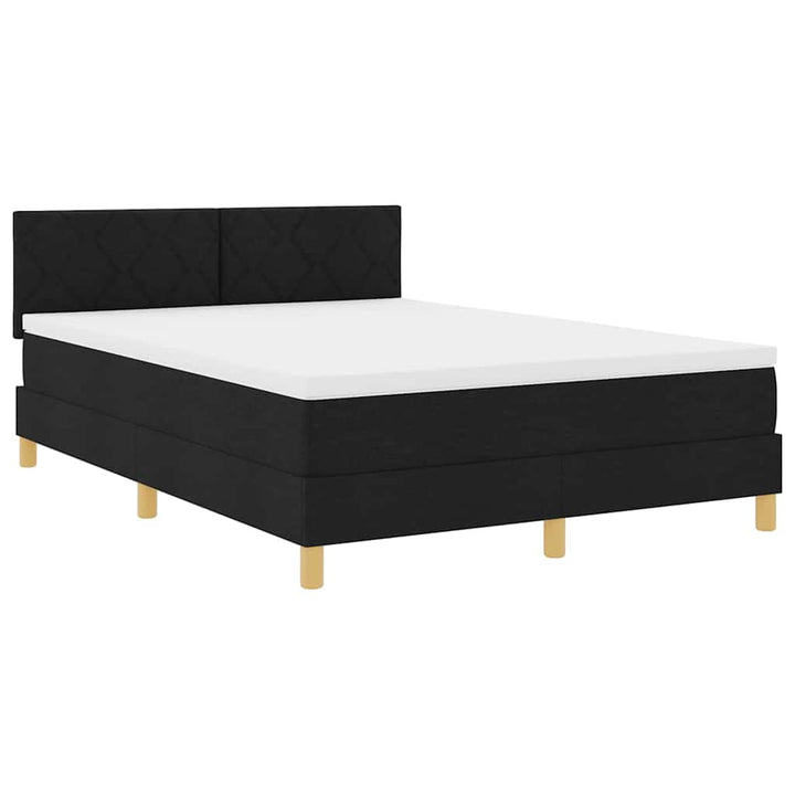 Box spring seng med pude med hovedgærde Sort 140 x 190 cm Stof