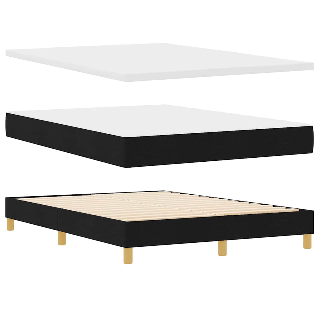 Box spring seng med pude med hovedgærde Sort 140 x 190 cm Stof