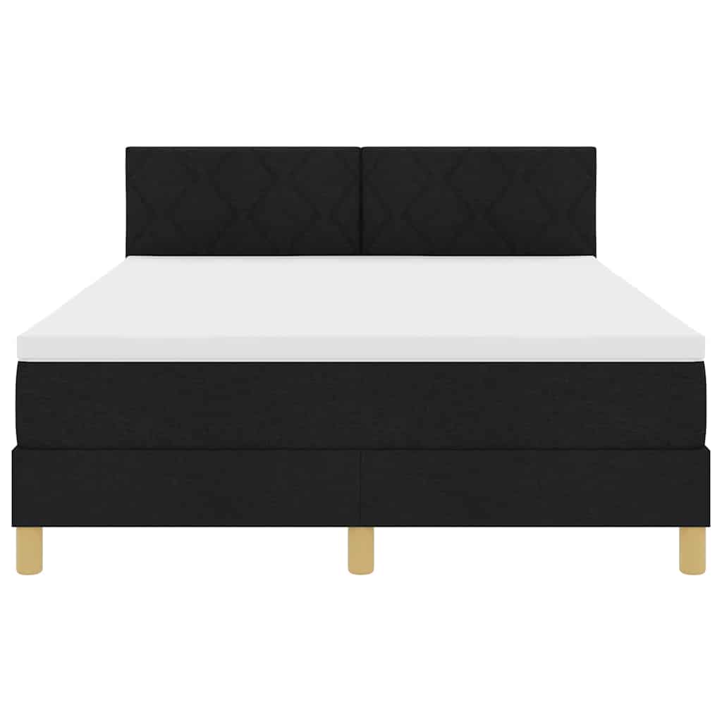 Box spring seng med pude med hovedgærde Sort 140 x 190 cm Stof