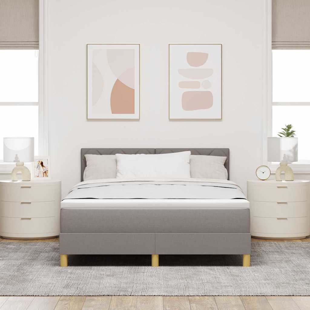 Box spring seng med pude Gråbrun 140 x 190 cm Stof