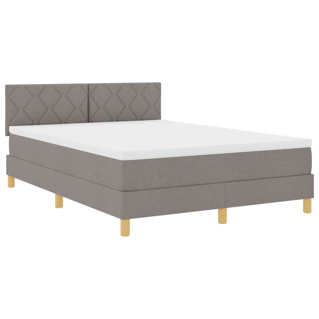Box spring seng med pude Gråbrun 140 x 190 cm Stof