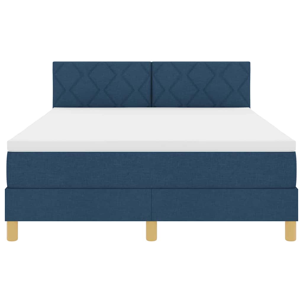Box spring seng med pude med hovedgærde Blå 140 x 190 cm Stof