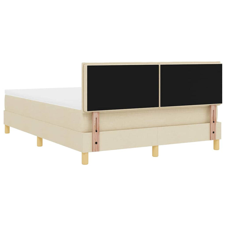 Box spring seng med pude med hovedgærde Creme 140 x 200 cm Stof