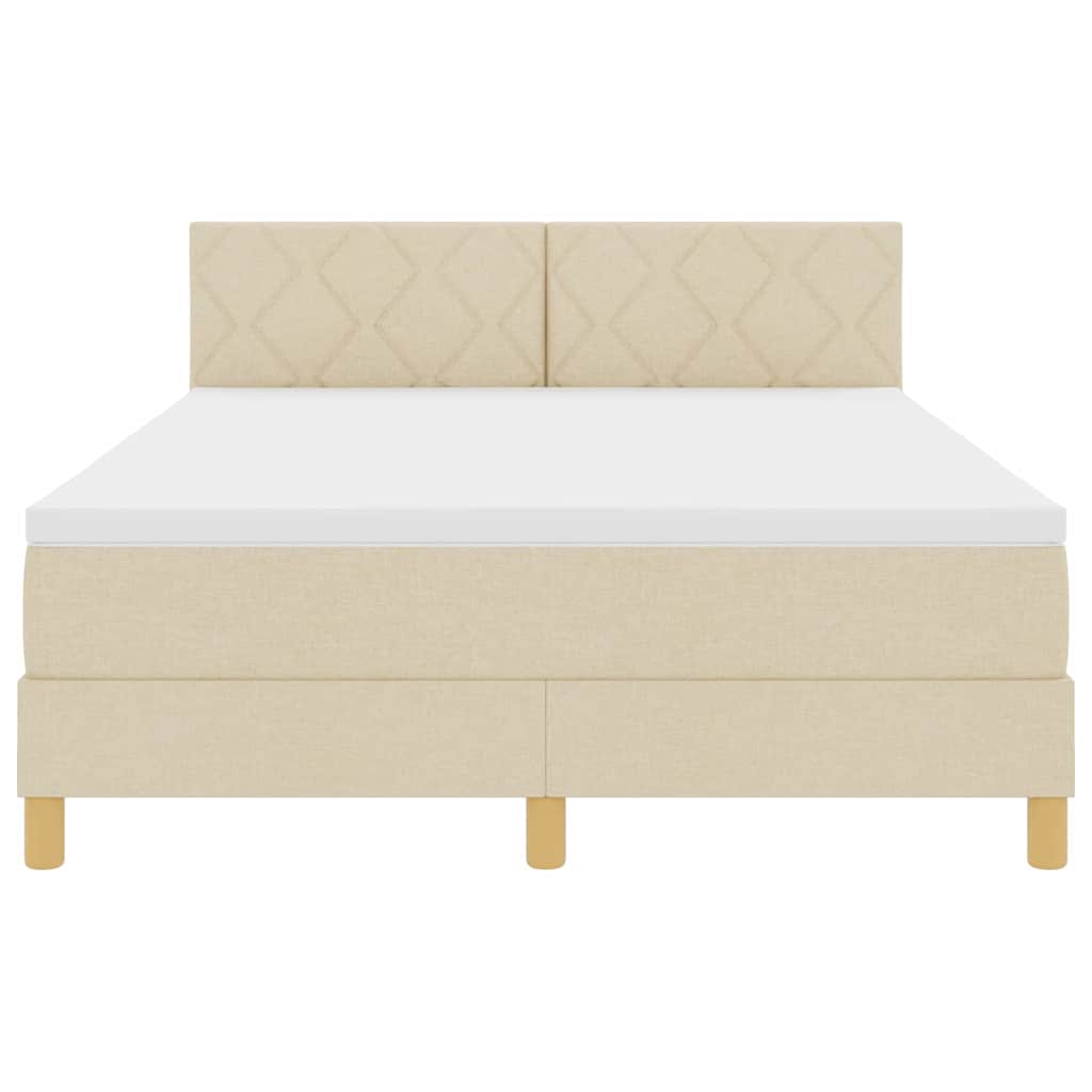 Box spring seng med pude med hovedgærde Creme 160 x 200 cm Stof