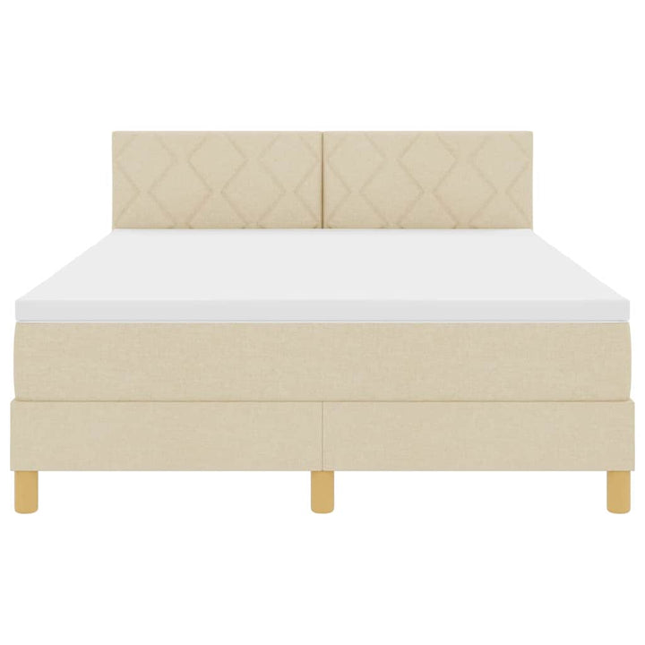 Box spring seng med pude med hovedgærde Creme 160 x 200 cm Stof