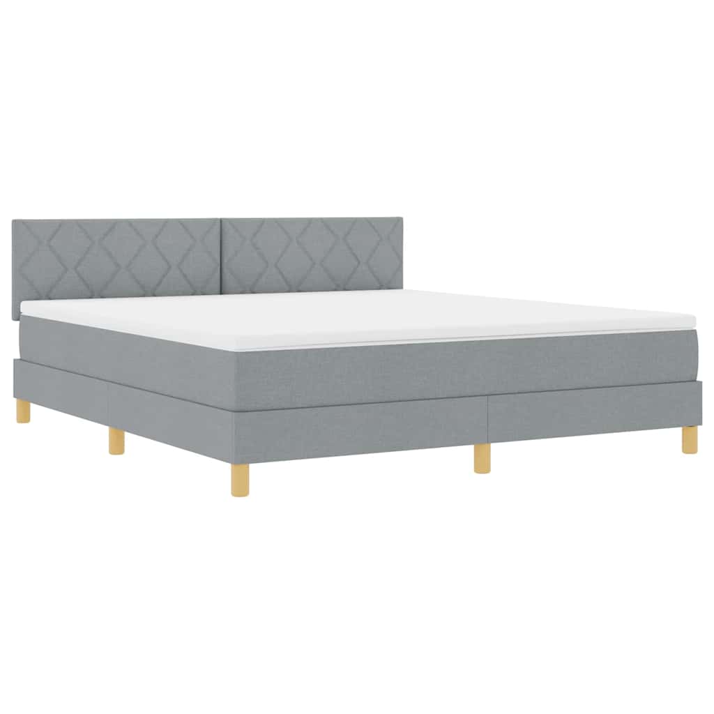 Box spring seng med pude Lysegrå 180 x 200 cm Stof