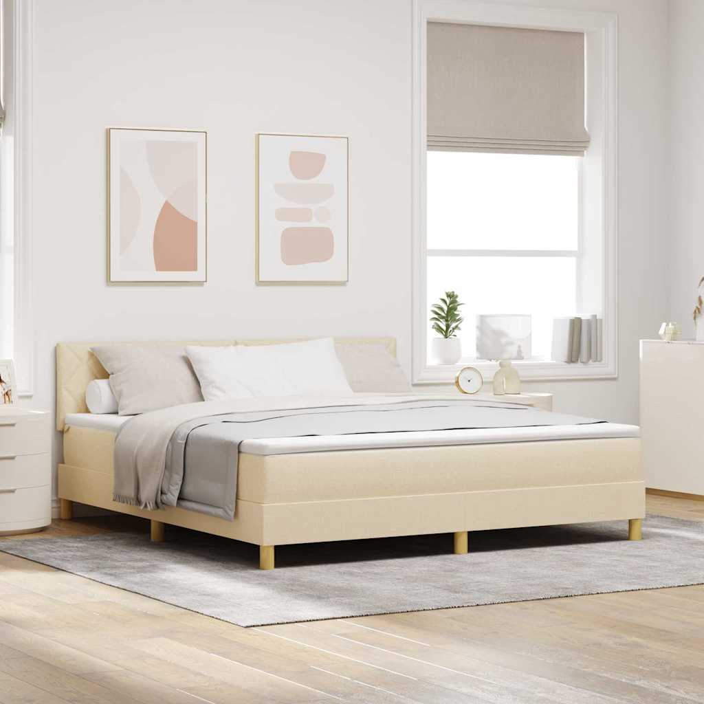 Box spring seng med pude med hovedgærde Creme 180 x 200 cm Stof