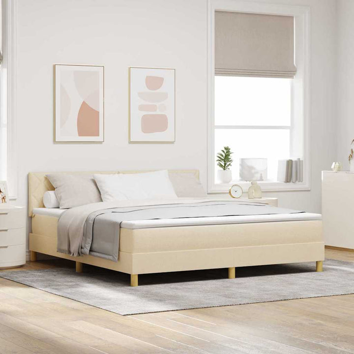 Box spring seng med pude med hovedgærde Creme 180 x 200 cm Stof