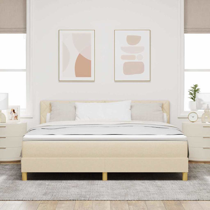 Box spring seng med pude med hovedgærde Creme 180 x 200 cm Stof