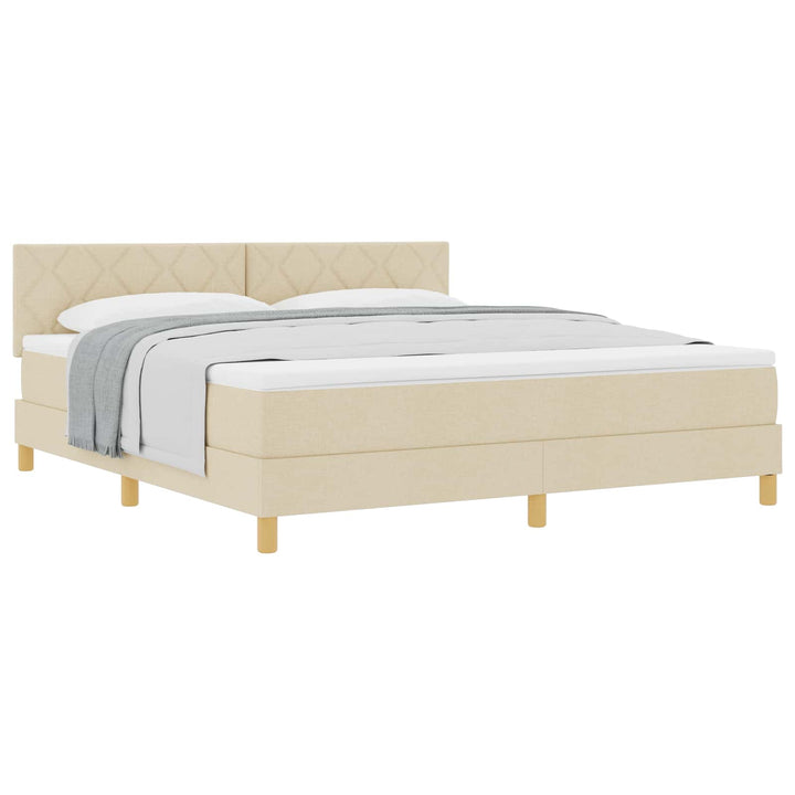 Box spring seng med pude med hovedgærde Creme 180 x 200 cm Stof