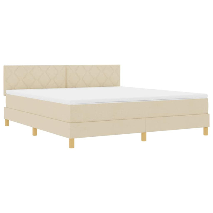 Box spring seng med pude med hovedgærde Creme 180 x 200 cm Stof