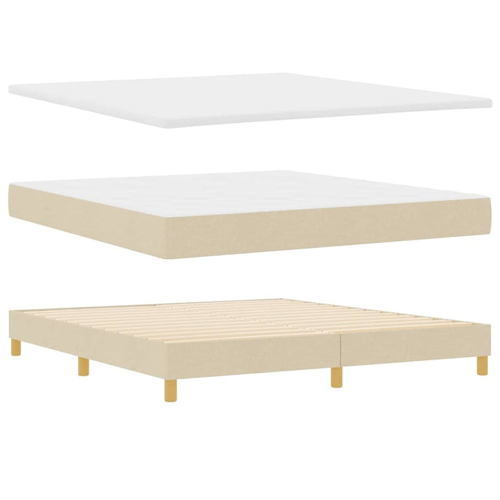 Box spring seng med pude med hovedgærde Creme 180 x 200 cm Stof
