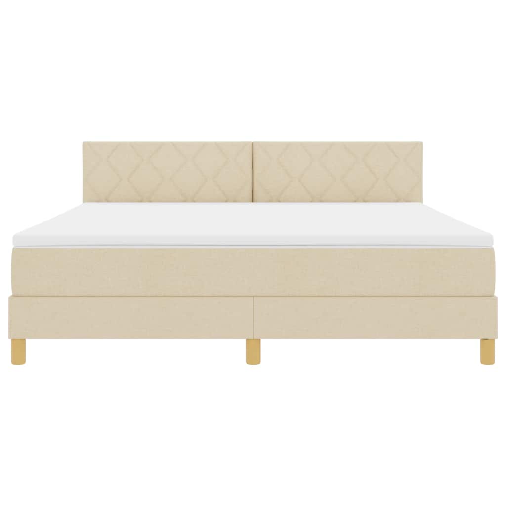 Box spring seng med pude med hovedgærde Creme 180 x 200 cm Stof